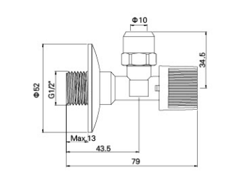 AG503 BRASS ANGLE VALVE, OUTLE INU INU 1