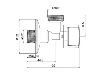 AG504 VALVOLA AD ANGOLO IN OTTONE, MXM 1