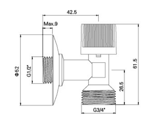 AG508 براس اینگل والو، MXM 1