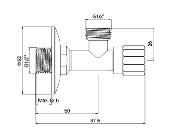 AG509 KUTNI VENTIL OD MJEDA, MXM 1