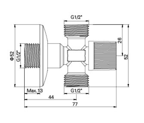 AG511 BRASS DUAL OUTLET ANGLE VALVE ، MXMXM 1