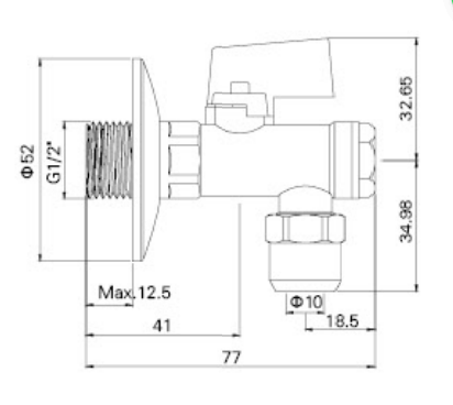 AG516 VÁLVULA DE ÂNGULO DE LATÃO COM FILTRO, SAÍDA DE COMPRESSÃO 1