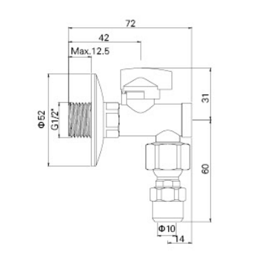 AG517 VÀLVULA D'ANGLE DE LLAUTON AMB FILTRE, SORTIDA DE COMPRESSIÓ 1