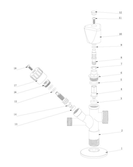 AG610 ਬ੍ਰਾਸ 3-ਵੇ ਐਂਗਲ ਵਾਲਵ, MXMXM, ਮਲਟੀ ਟਰਨ 3