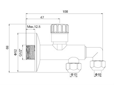 AG613 BRASS 3-WAY ANGLE VALVE, MULTI TURN 1