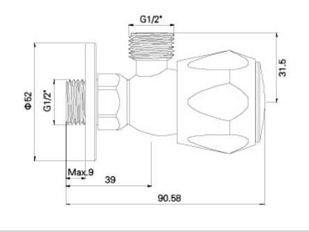 AG619 BRASS ANGLE VALVE, MXM, MULTI TURN 1