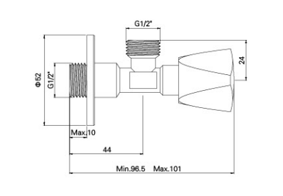 AG621 BRASS ANGLE VALVE, MXM, MULTI TURN 1