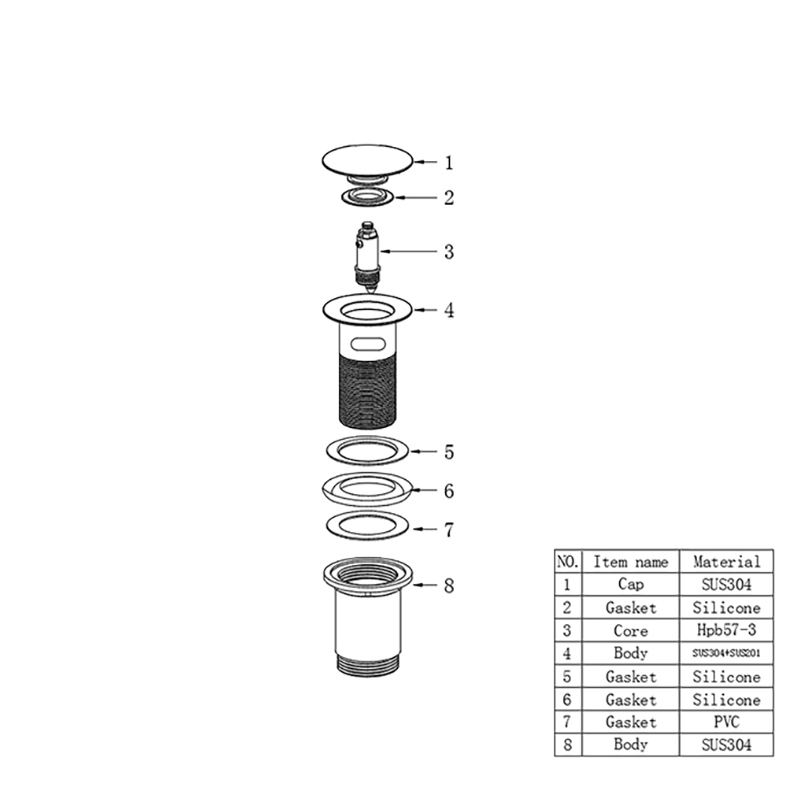 BD101-D ຫ້ອງນ້ໍາເອີຣົບສະແຕນເລດ Basin Drain