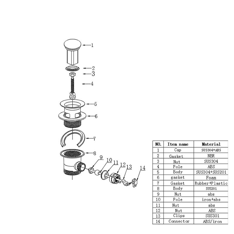 BD103-D European Fashion Style Bathroom Stainless Steel Basin Drain