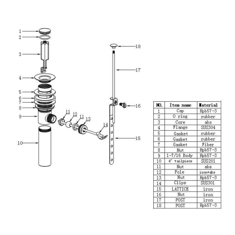 BD202-D American Universal Lift ရေချိုးခန်း Stainless Steel Basin Drain