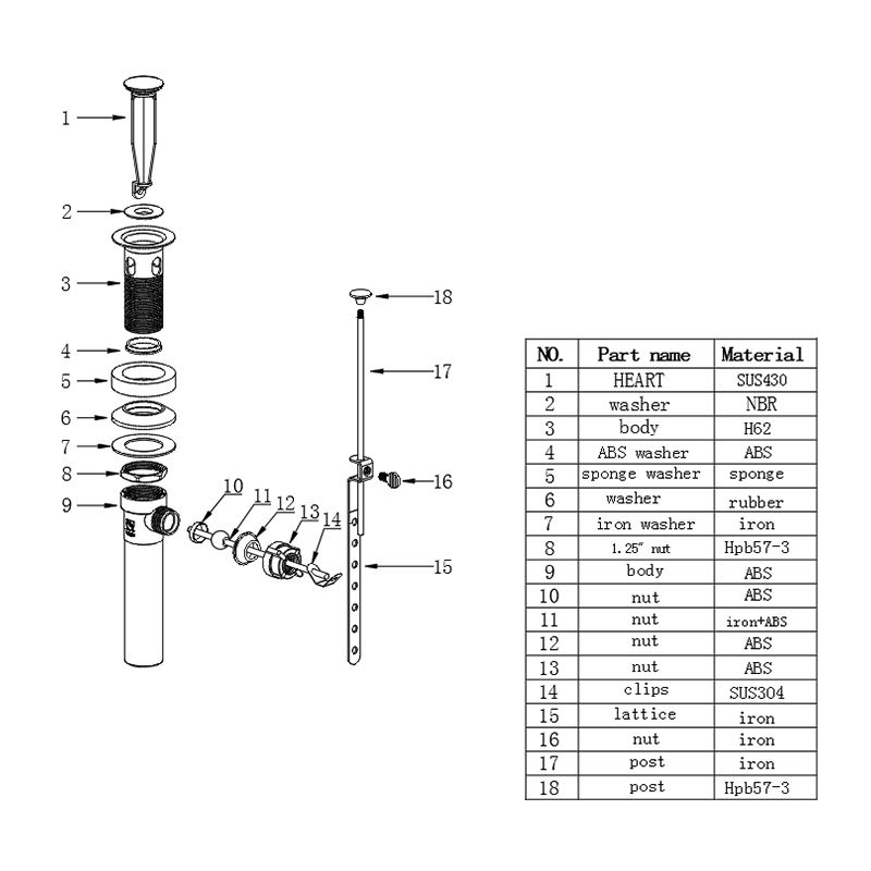 BD221-D American Universal Lift угаалгын өрөөний хуванцар савны ус зайлуулах хоолой