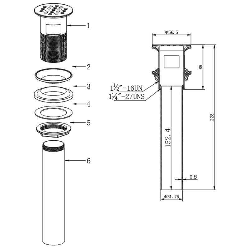 BD231-D American Universal Open Grid Bathroom Stainless Steel Basin Drain