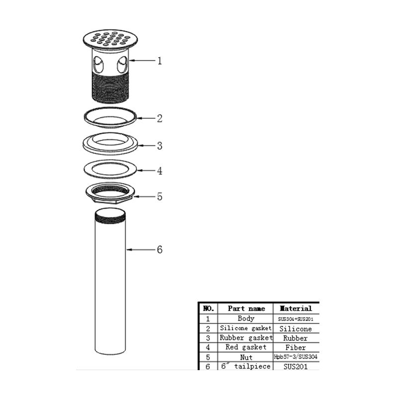 BD232-D Scarico per lavabo in acciaio inox universale americanu à griglia aperta