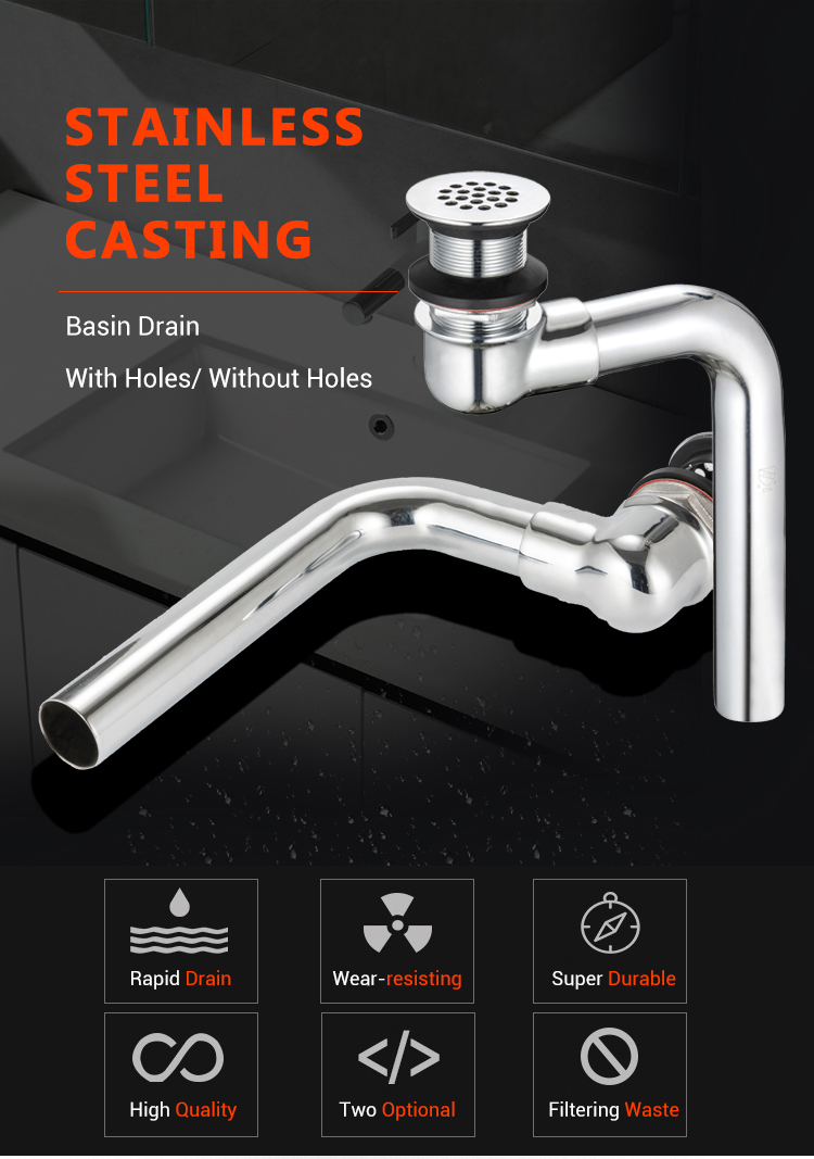 BD233-D Desguàs de lavabo d'acer inoxidable per a bany de graella oberta universal americà 2