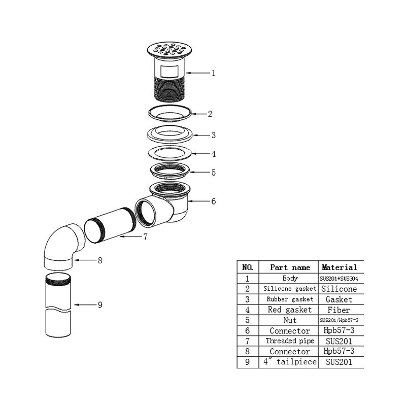 BD234-D American Universal Open Grid Kamar Mandi Stainless Steel Basin Drain