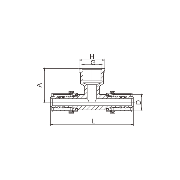 BF308-D BRASS PRESS FEMALE TEE FITTING