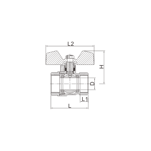 BV516-D VANNE A BILLE LAITON FEMELLE X FEMELLE PN30