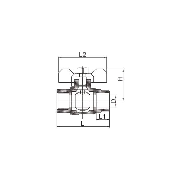 BV523-D שסתום כדור פליז נקבה X זכר PN30