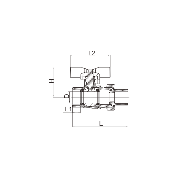 BV533-D שסתום כדור פליז עם UNION Female X MALE PN40