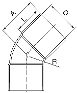 CP104-D COPPER 45 DEGREE ELBOW CXC