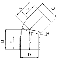 CP105-D נחושת 45 מעלות מרפק FTG XC