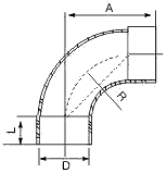 CP108-D COPPER 90 DEGREE LAVA RADIUS ELBOW CXC