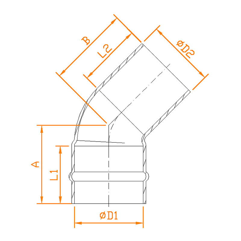 CP505-D COPPER SOLDER RING 45 DEGREE STREET ELBOW