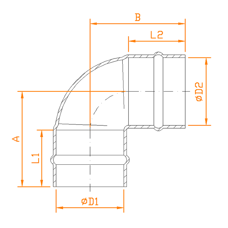 CP506-D COPPER SOLDER RING 90 DEGREE ELBOW