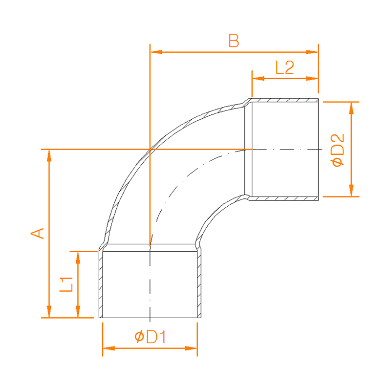 CP609 ALIMENTATION D'EXTRÉMITÉ EN CUIVRE 90 DEGRÉS LONG RADIUS COURBE 1