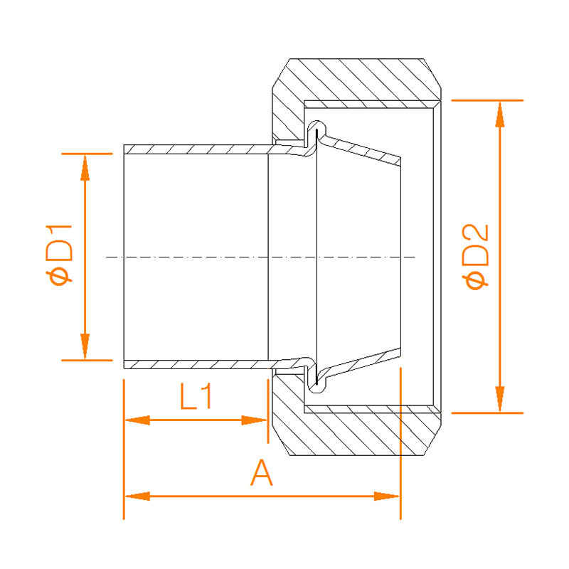 CP616 COPPER END FEED STRAIGHT CYLINDER UNION 1