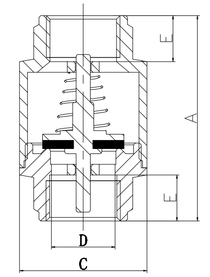 CV001-D เช็ควาล์วสปริงทองเหลืองหนาแผ่นทองเหลือง