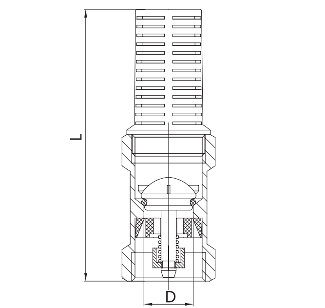 CV103-D NOŽNI VENTIL OD MJEDA S PLASTIČNIM FILTEROM