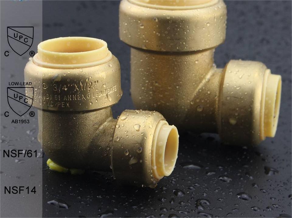 PPF007-1 BRASS PUSH FIT 90 REDUCING ELBOW