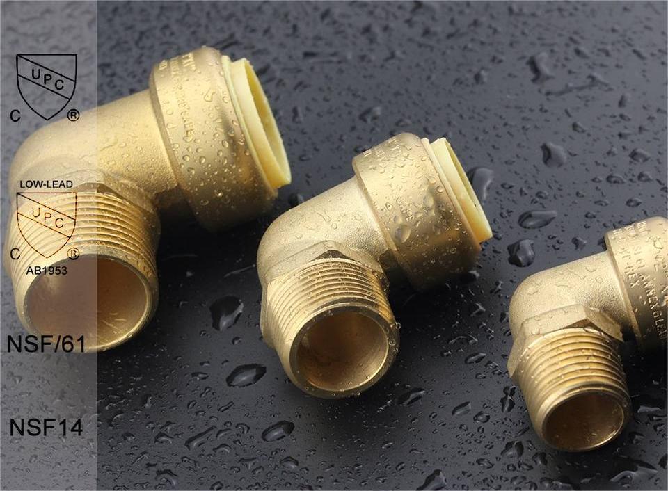 PPF009-2 BRASS PUSH FIT MALE ELBOW