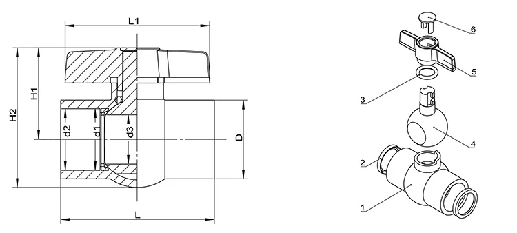 VALVULA DE BOLA COMPACTA PVC PVC001-D