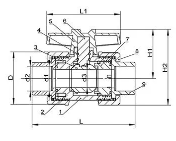 PVC 301-D PVC DOUBLE TRUE UNION Pob VALVE