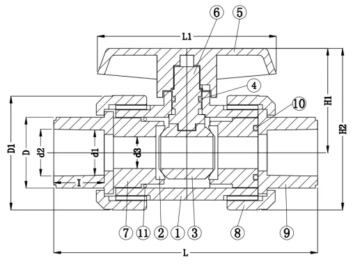 PVC303-D NEW DESIGN PVC DOUBLE TRUE UNION BALL VALVE