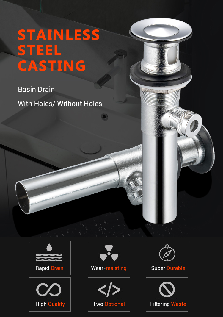 BD201-D American Universal Lift Bathroom Stainless Steel Basin Drain 2