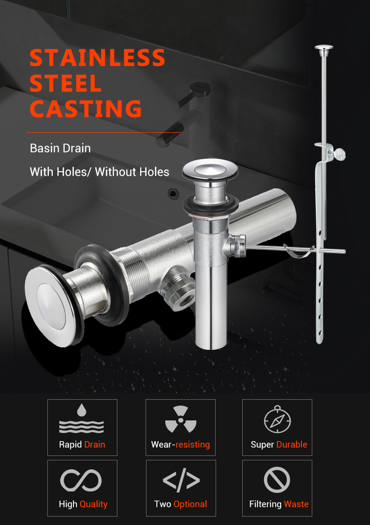 BD202-D American Universal Lift Bathroom Stainless Steel Basin Drain 2